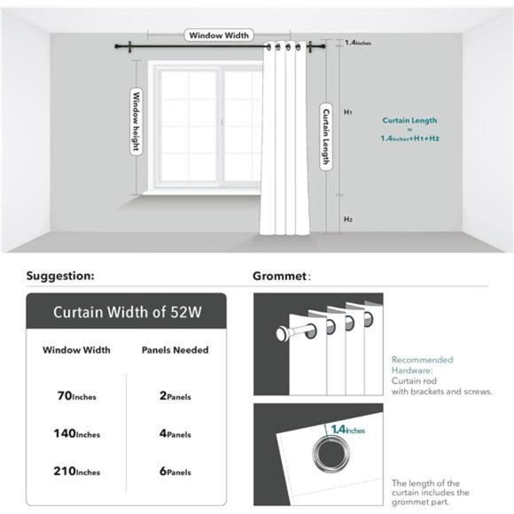 White Sheer Curtains 2 Panels Set, Grommet Sheer Curtains for Bedroom, Curtains - Picture 6 of 6